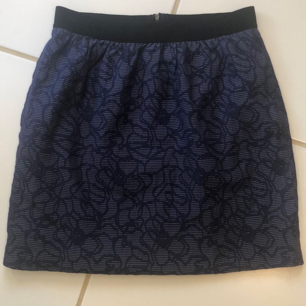 Ann Taylor A-Frame Floral Embroidered Skirt Elastic Waist Blue Petite Size 4P